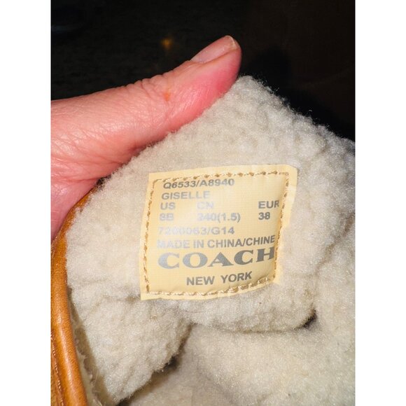 Coach New York Tan Classic Suede Giselle Boots Shearling Lined Winter Snow Boots - Picture 6 of 12